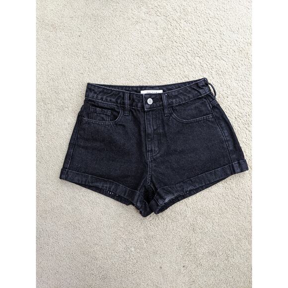 Pacsun High Waist Faded Black Jean Shorts Size 24" Cotton Blend Casual Grunge - Picture 1 of 13